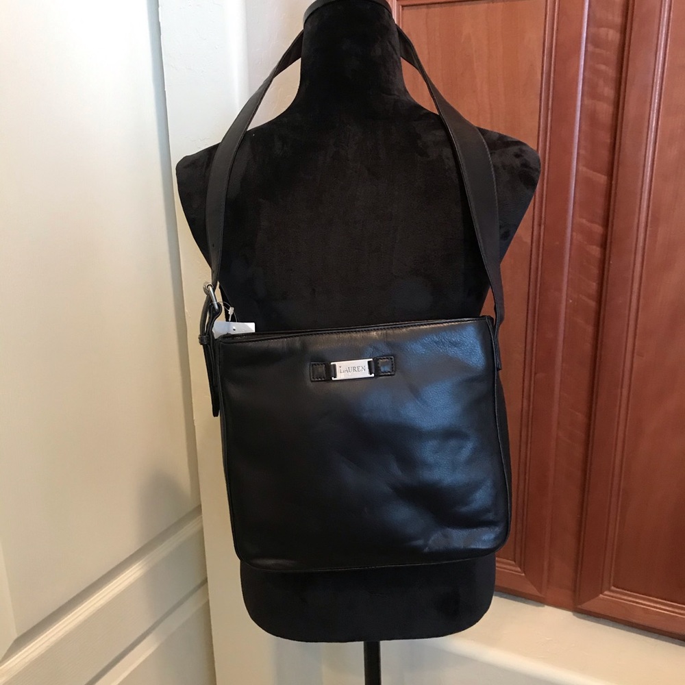 NWT LAUREN Ralph Lauren black leather purse